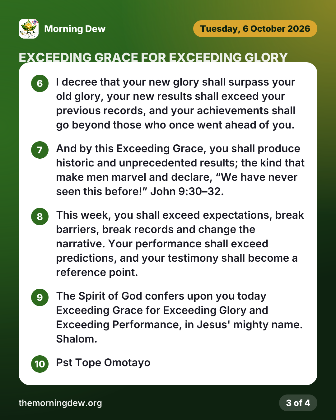 EXCEEDING GRACE FOR EXCEEDING GLORY AND PERFORMANCE, picture 3 of 4