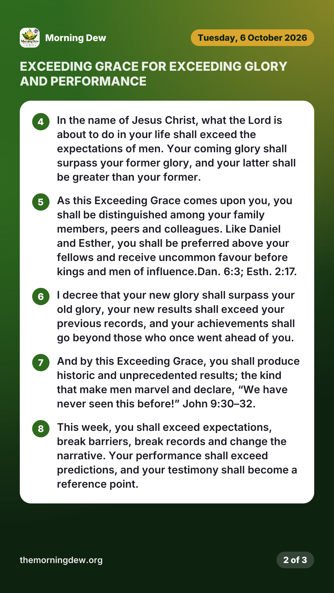 EXCEEDING GRACE FOR EXCEEDING GLORY AND PERFORMANCE, picture 2 of 3