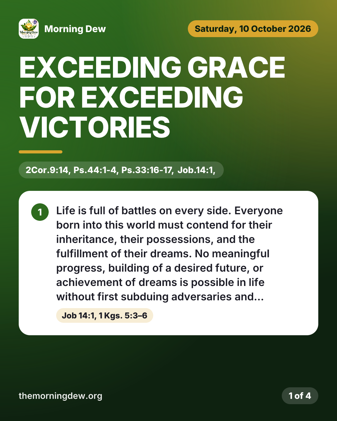 EXCEEDING GRACE FOR EXCEEDING VICTORIES, picture 1 of 4