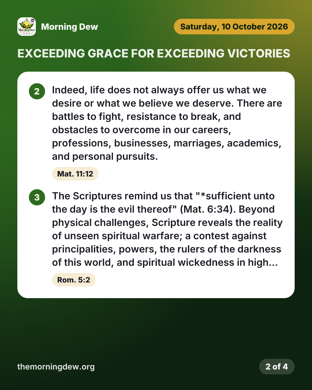 EXCEEDING GRACE FOR EXCEEDING VICTORIES, picture 2 of 4