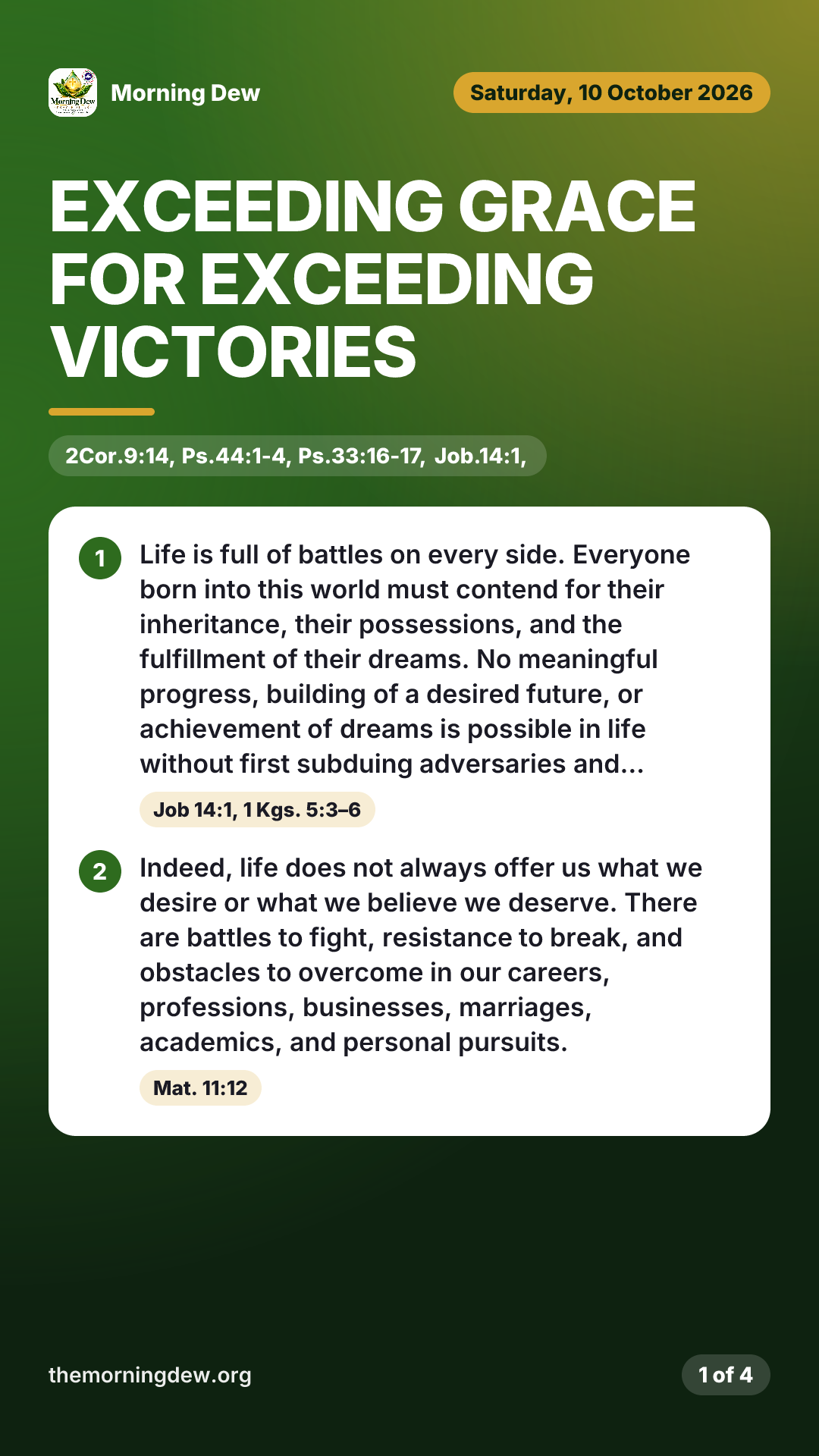EXCEEDING GRACE FOR EXCEEDING VICTORIES, picture 1 of 4