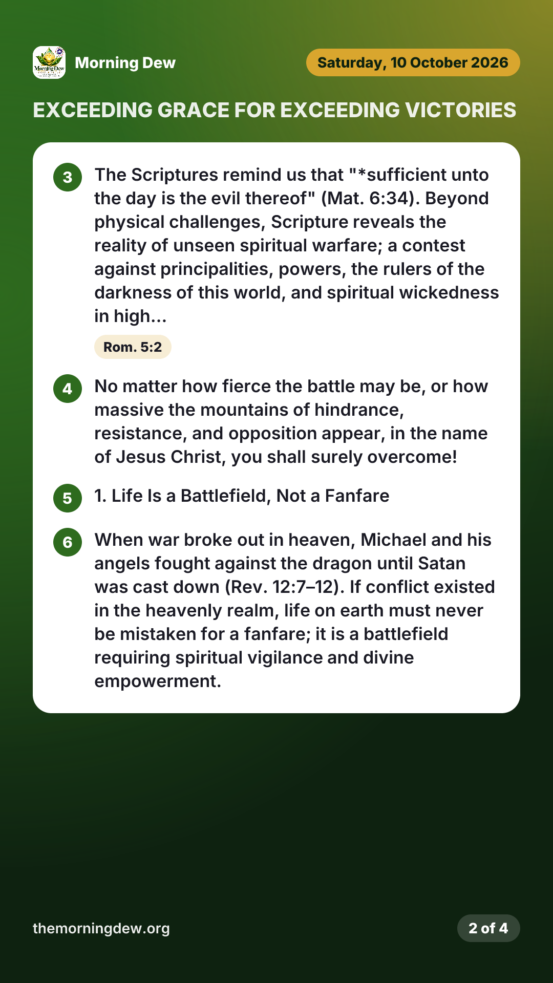 EXCEEDING GRACE FOR EXCEEDING VICTORIES, picture 2 of 4