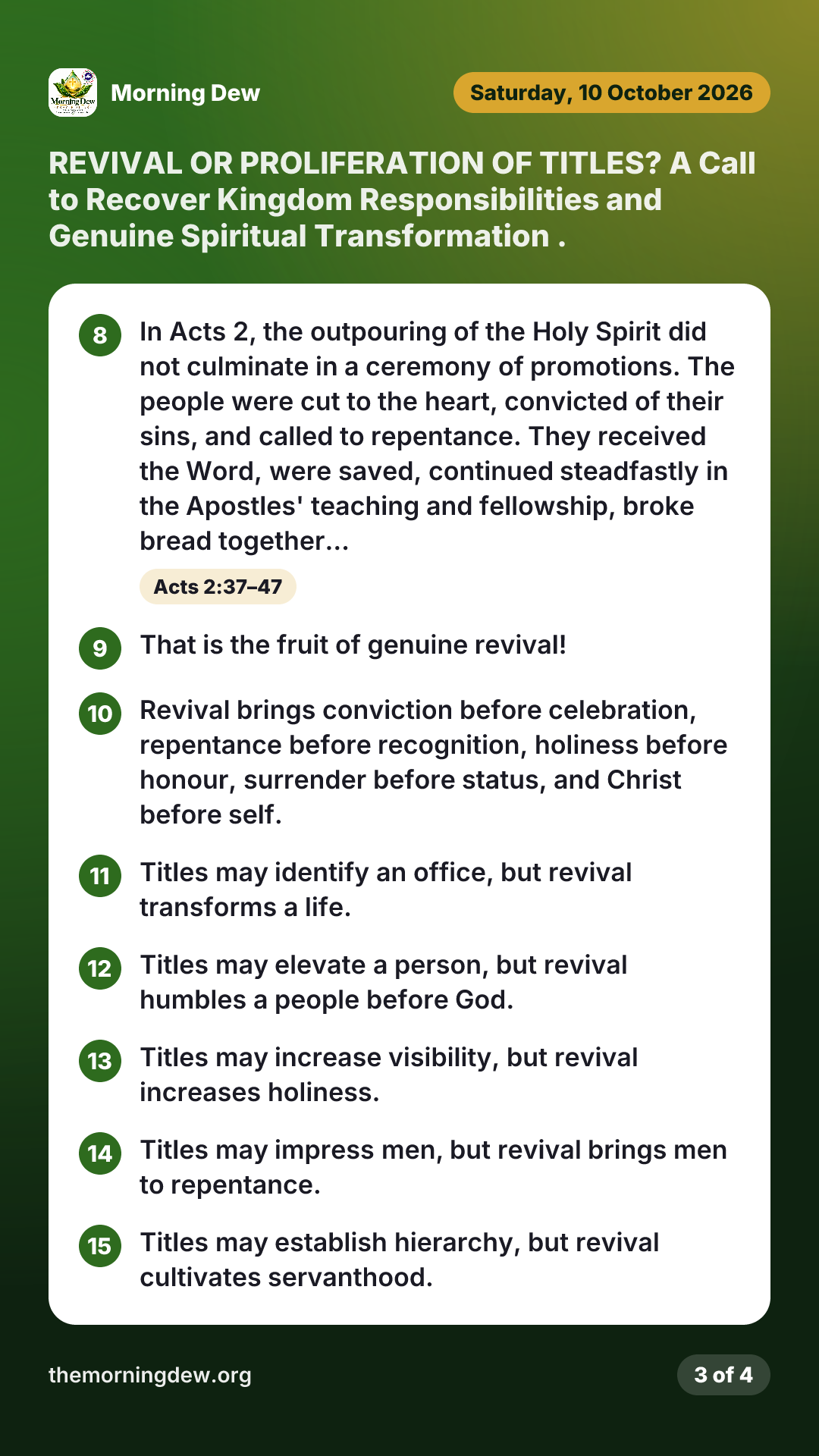 REVIVAL OR PROLIFERATION OF TITLES? A Call to Recover Kingdom Responsibilities and Genuine Spiritual Transformation ., picture 3 of 4