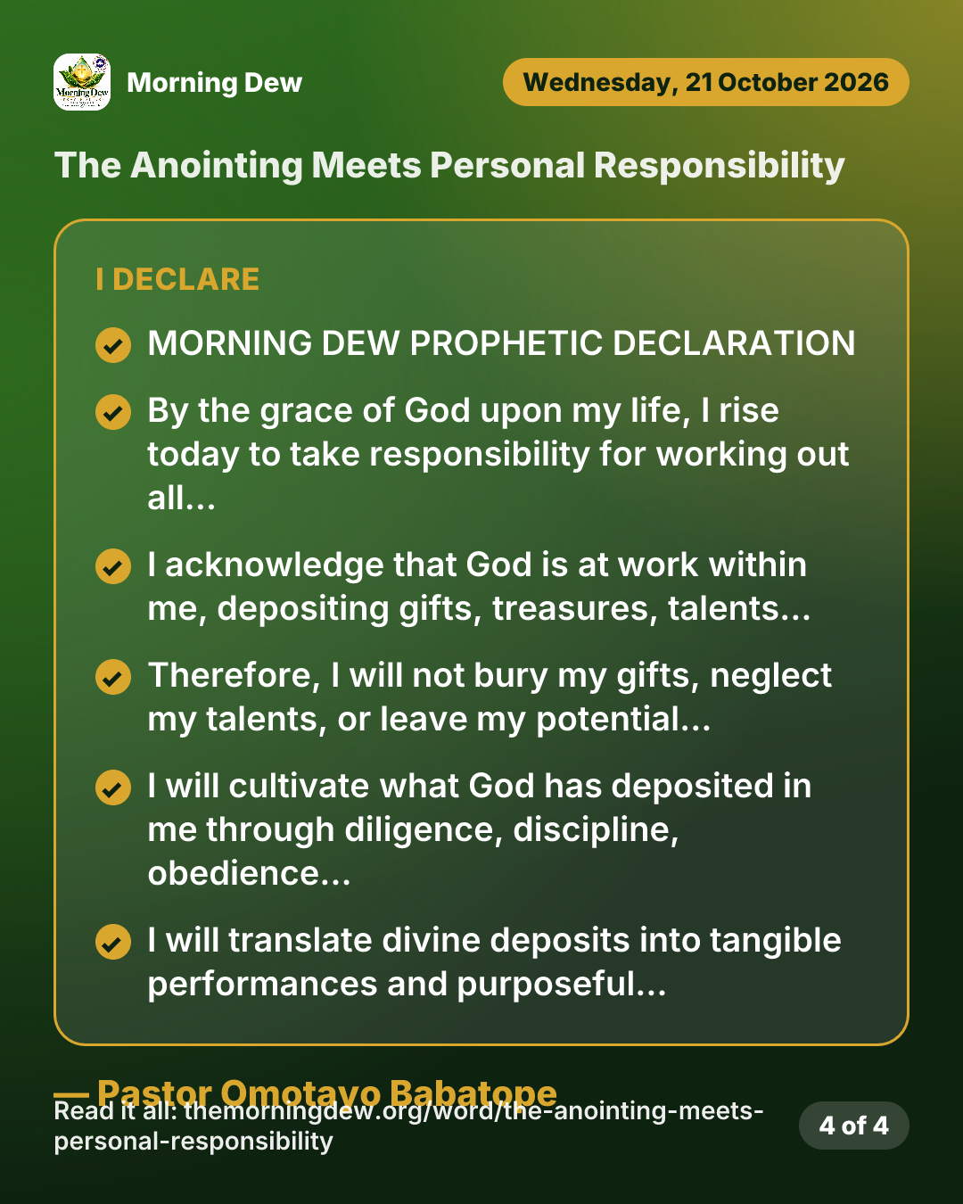 The Anointing Meets Personal Responsibility, picture 4 of 4