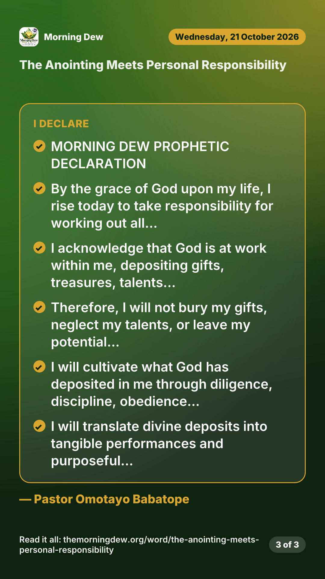 The Anointing Meets Personal Responsibility, picture 3 of 3