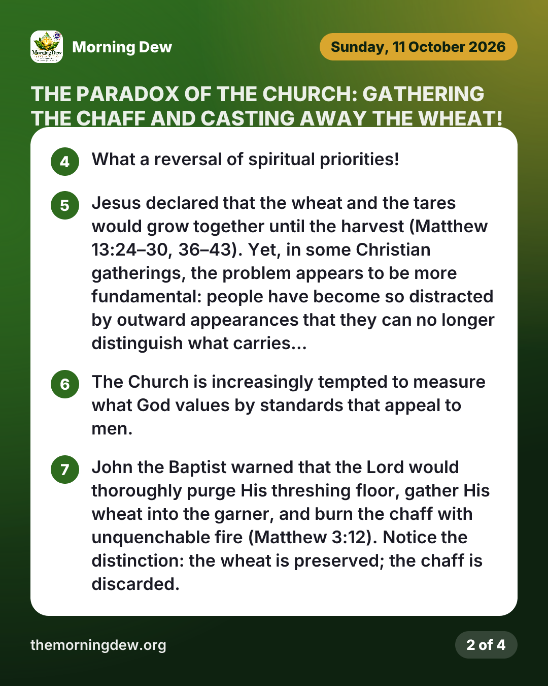 THE PARADOX OF THE CHURCH: GATHERING THE CHAFF AND CASTING AWAY THE WHEAT!, picture 2 of 4