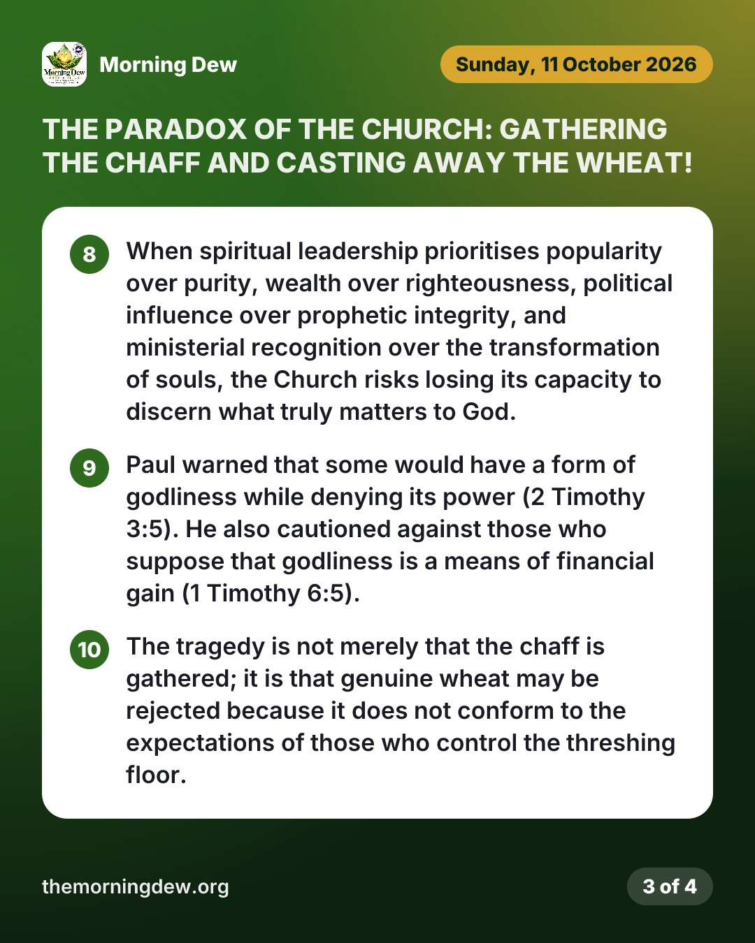 THE PARADOX OF THE CHURCH: GATHERING THE CHAFF AND CASTING AWAY THE WHEAT!, picture 3 of 4