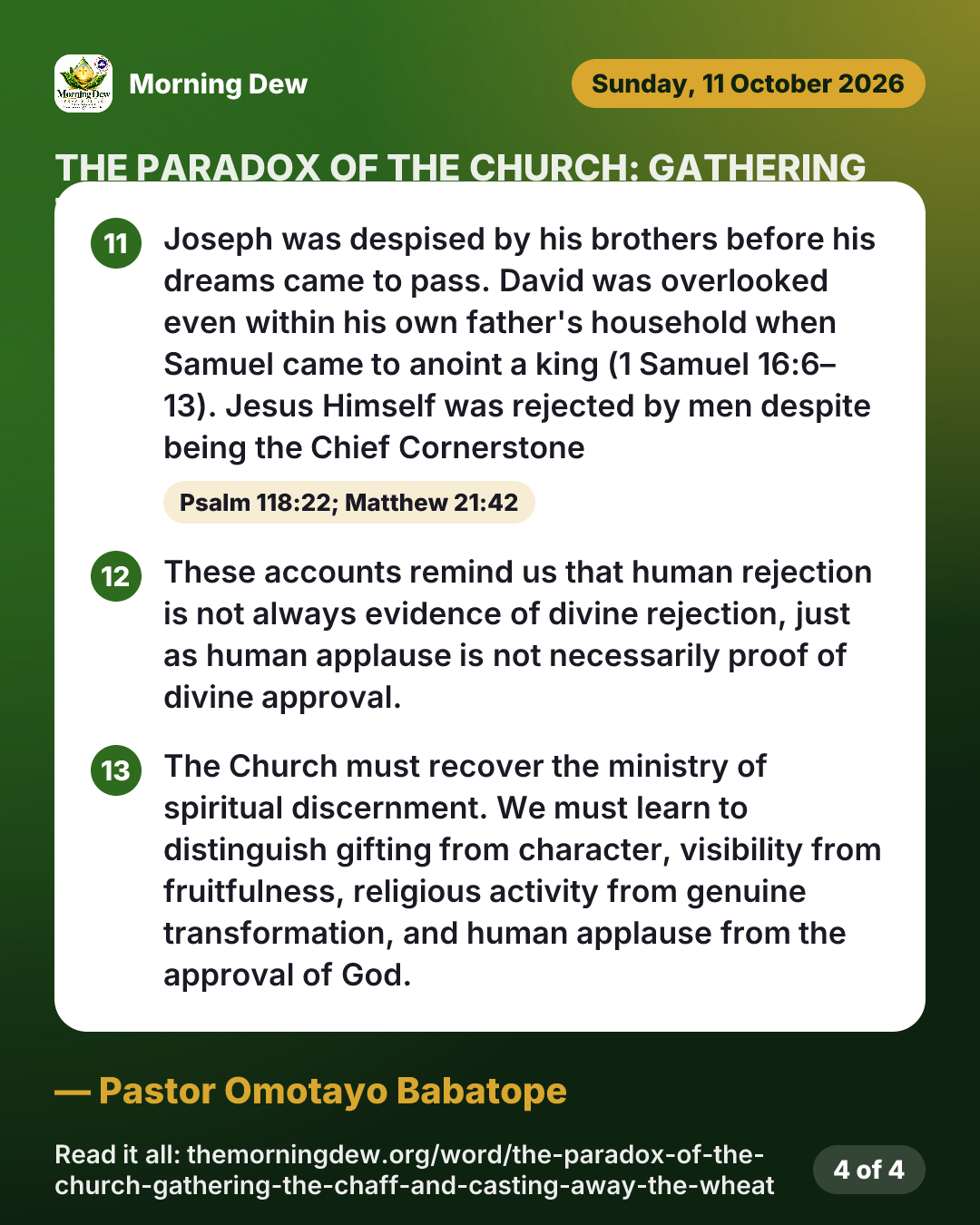 THE PARADOX OF THE CHURCH: GATHERING THE CHAFF AND CASTING AWAY THE WHEAT!, picture 4 of 4