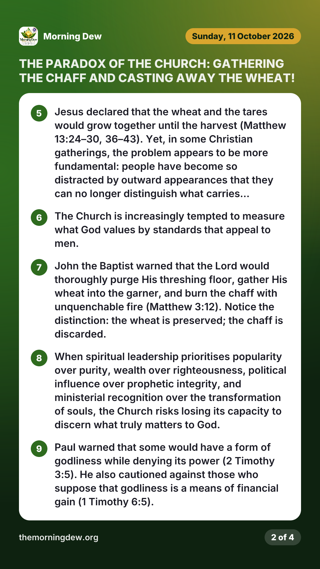 THE PARADOX OF THE CHURCH: GATHERING THE CHAFF AND CASTING AWAY THE WHEAT!, picture 2 of 4