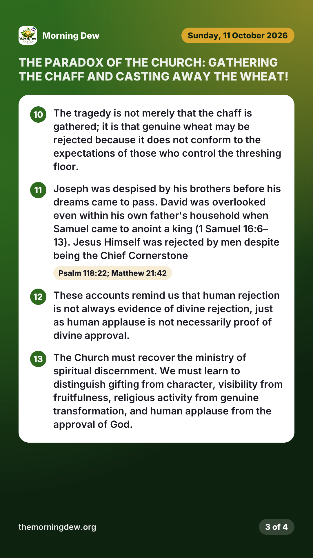 THE PARADOX OF THE CHURCH: GATHERING THE CHAFF AND CASTING AWAY THE WHEAT!, picture 3 of 4