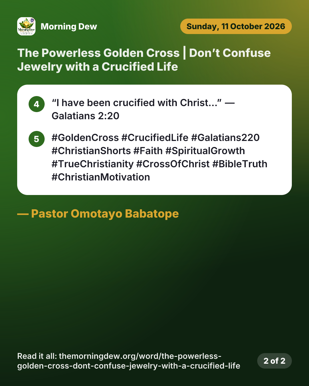 The Powerless Golden Cross | Don’t Confuse Jewelry with a Crucified Life, picture 2 of 2
