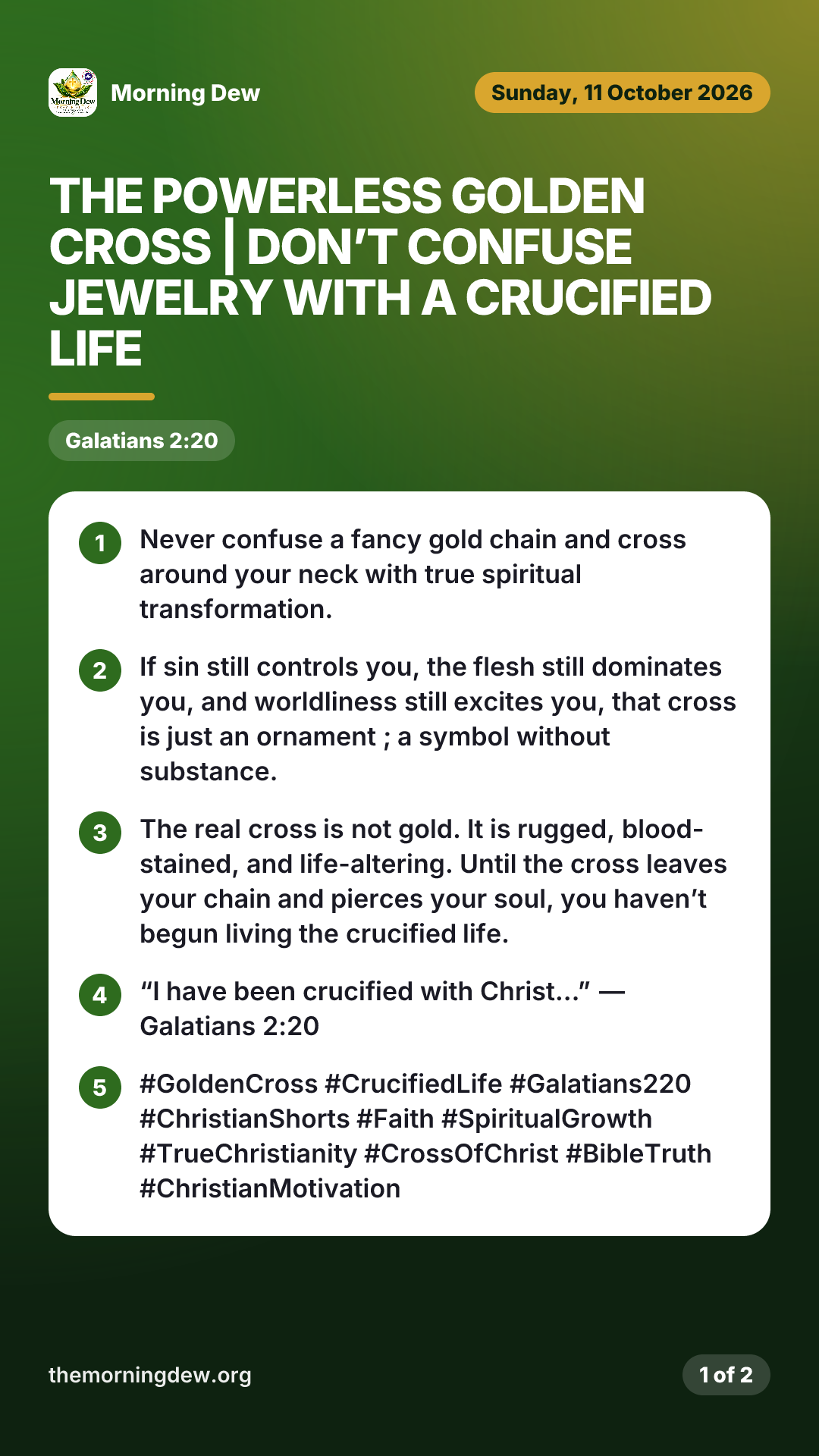 The Powerless Golden Cross | Don’t Confuse Jewelry with a Crucified Life, picture 1 of 2