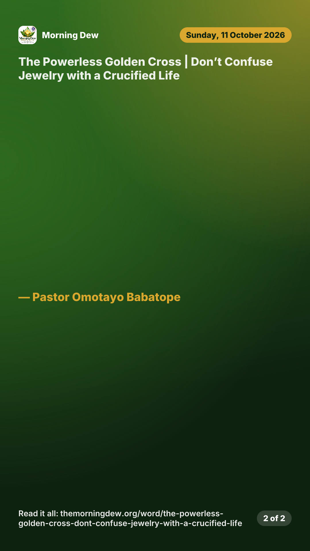 The Powerless Golden Cross | Don’t Confuse Jewelry with a Crucified Life, picture 2 of 2