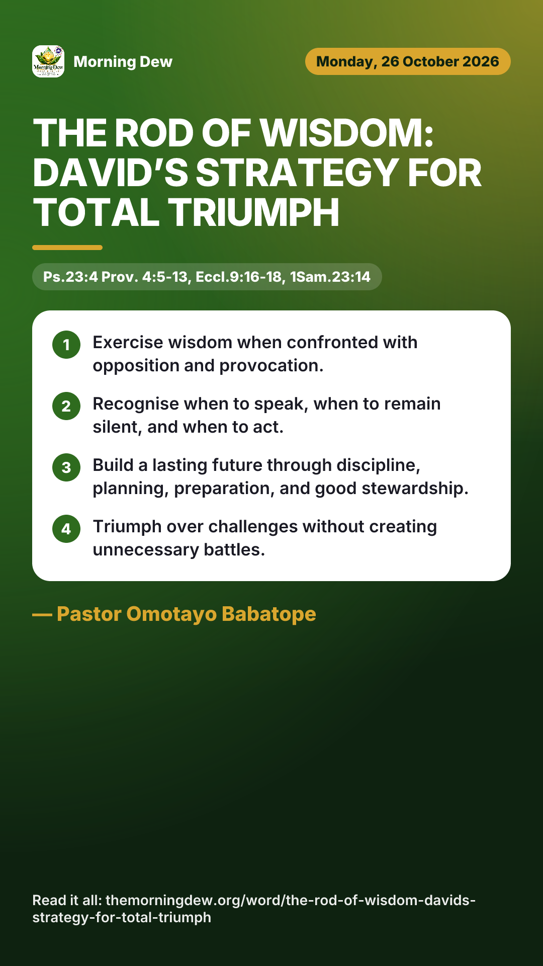 THE ROD OF WISDOM: DAVID’S STRATEGY FOR TOTAL TRIUMPH, picture 1 of 1