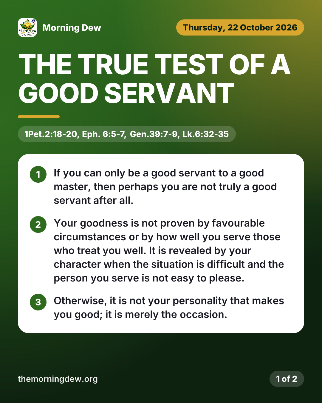 THE TRUE TEST OF A GOOD SERVANT, picture 1 of 2