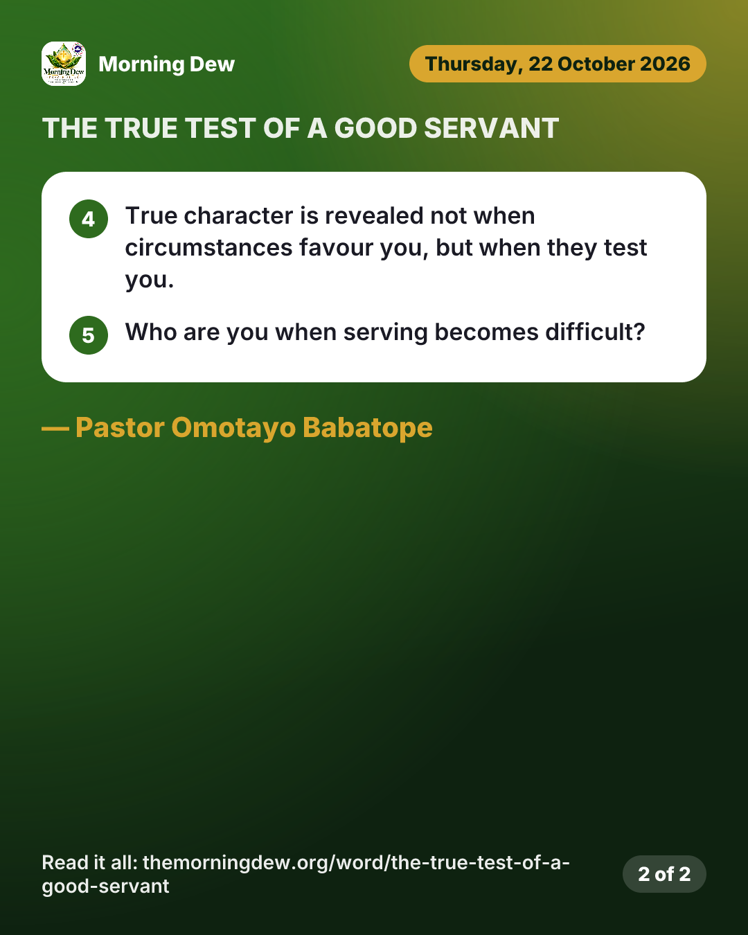 THE TRUE TEST OF A GOOD SERVANT, picture 2 of 2