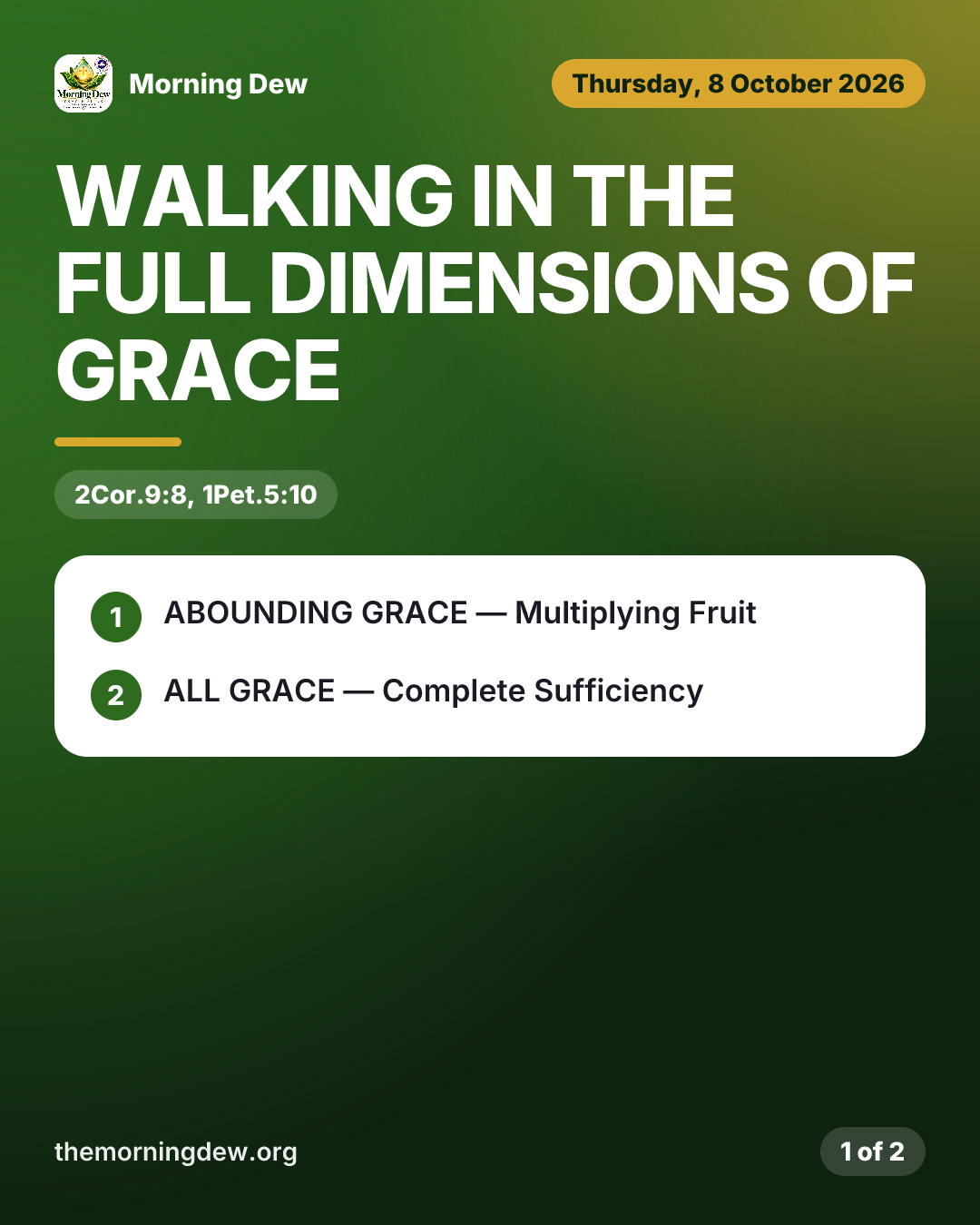 WALKING IN THE FULL DIMENSIONS OF GRACE, picture 1 of 2
