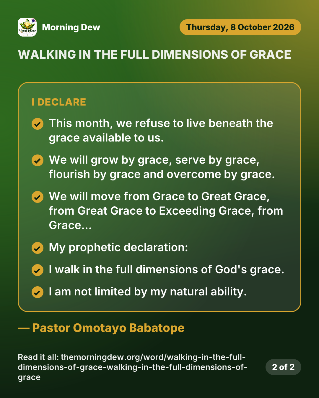 WALKING IN THE FULL DIMENSIONS OF GRACE, picture 2 of 2